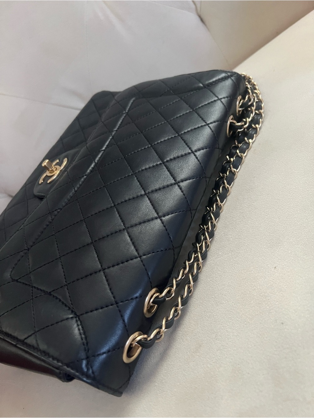 Chanel Quilted Lambskin Mademoiselle Chic Flap Jumbo Size Black Gold hardware - Picture 7 of 14
